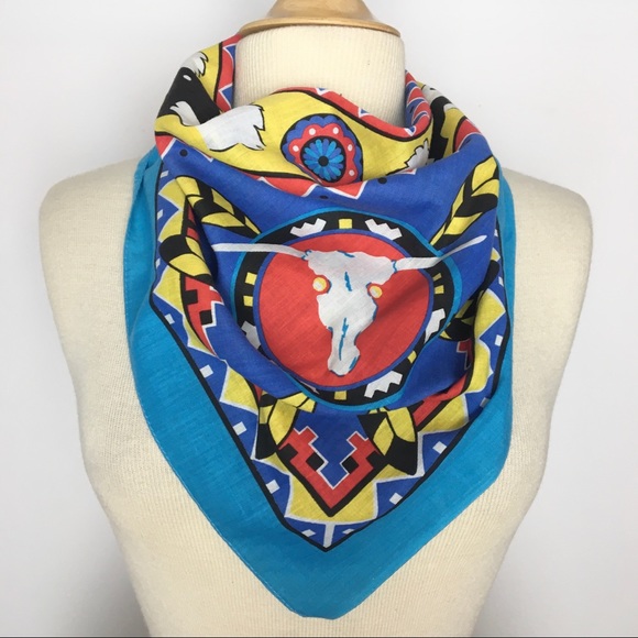 Accessories - Southwest cow skull horse concho print bandana